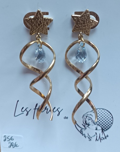 B.O. Etoile martelée dorée goute PureCrystal Blue Shade (Fééries)