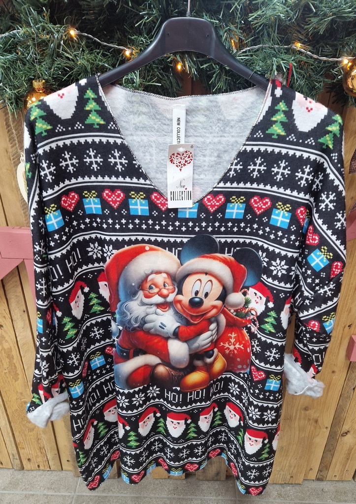 Pull noël Mickey et père noël 