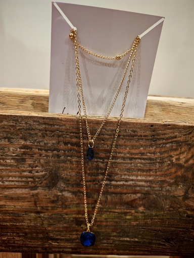 Collier trio doré PureCrystal Dark Sapphire (Fééries)