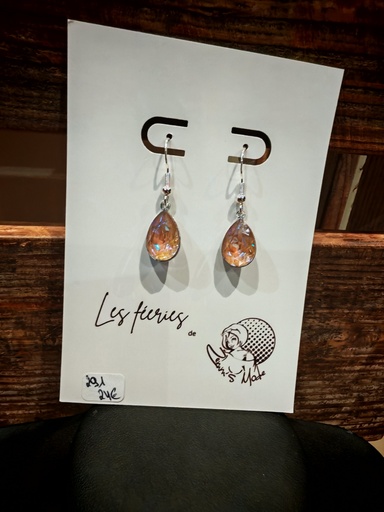 B.O. argentées cabochons PureCrystal Cappucino Delite (Fééries)