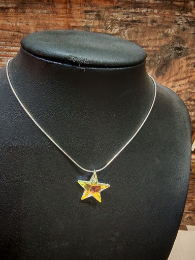 Collier argenté étoile 20mm PureCrystal AB