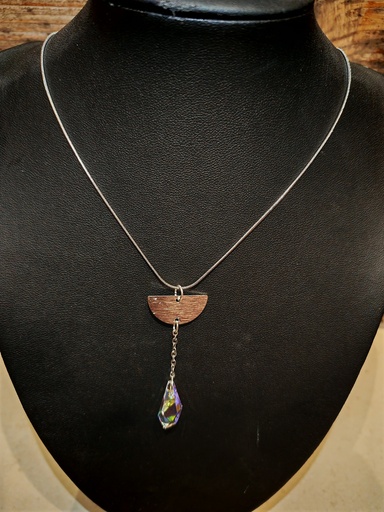 Collier argenté polygone 17mm PureCrystal AB (Fééries)