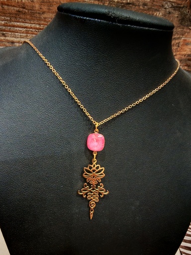 Collier doré lotus cabochon PureCrystal Dalhia Ignite (Fééries)