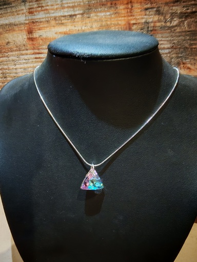 Collier argenté triange PureCrystal Vitrail Light (Fééries)