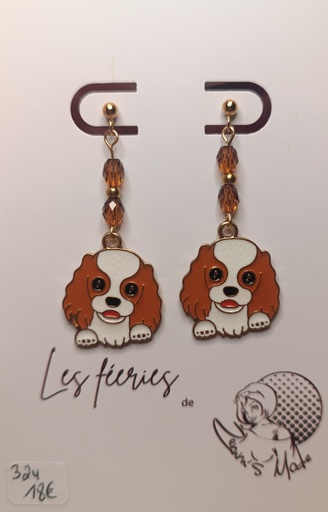 Boucles d'oreilles dorées Cocker Olivette PureCrystal Light Amber (Fééries)