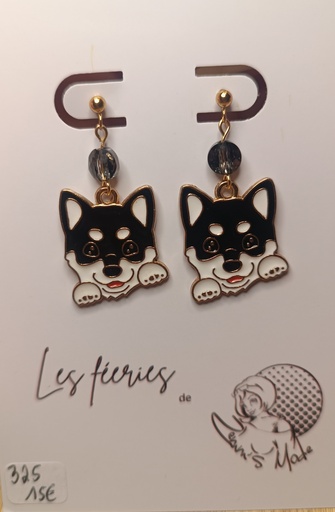 Boucles d'oreilles dorées Huski Perles rondes PureCrystal Silver Night (Fééries)