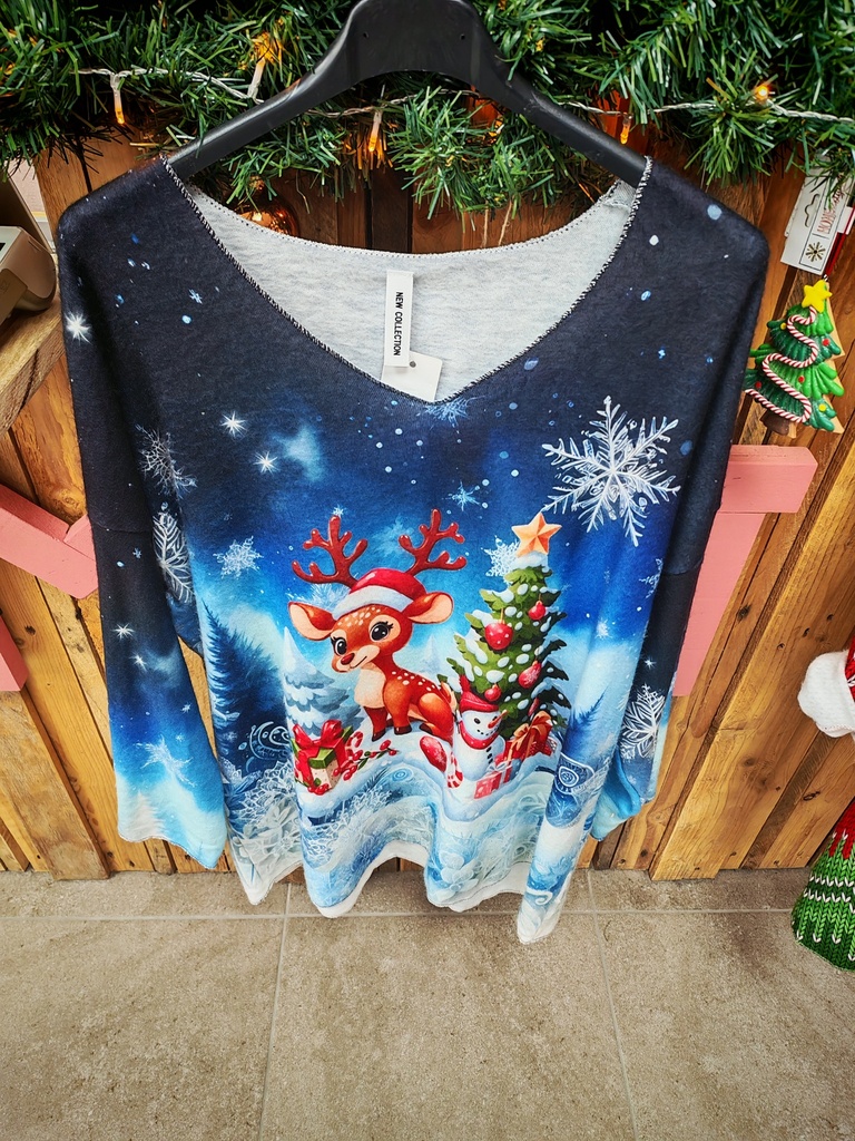 Pull noël cerf-sapin