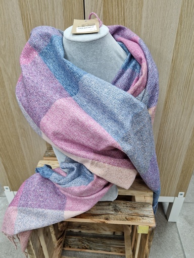 Echarpe "Doucette" brillante rose/bleu