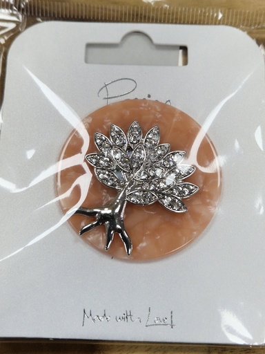 Broche aimantée Arbre de vie rose pâle