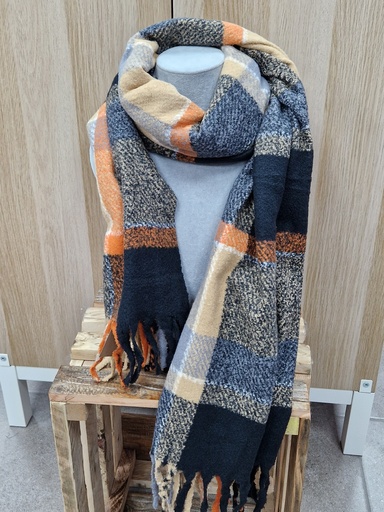 Echarpe "Tati" Orange/Bleu canard