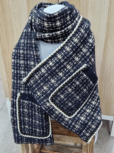 Echarpe "Nina" Noir/Beige avec poches