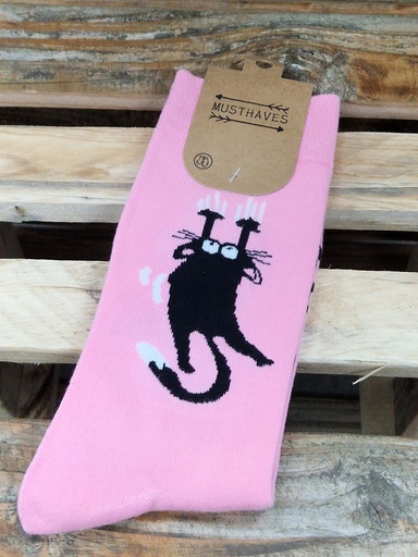 Chaussettes Funny 38/45 - Chat griffe rose
