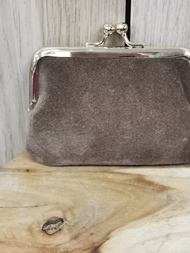 Besace monnaie daim taupe