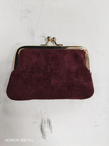 Besace monnaie daim bordeaux