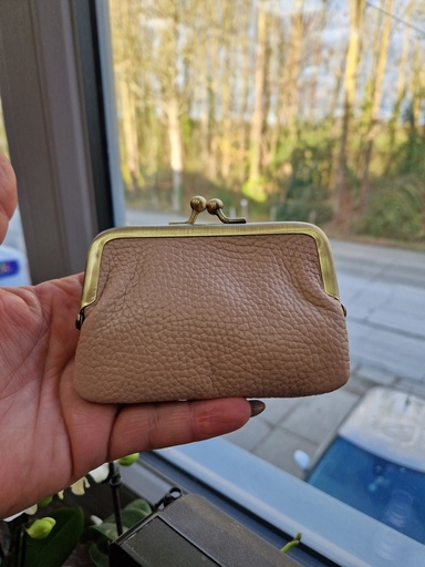 Besace monnaie cuir rose pâle