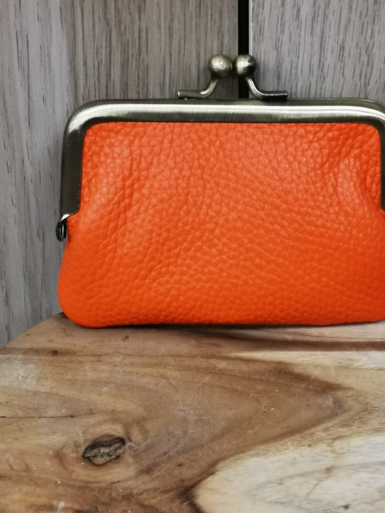 Besace monnaie orange fluo
