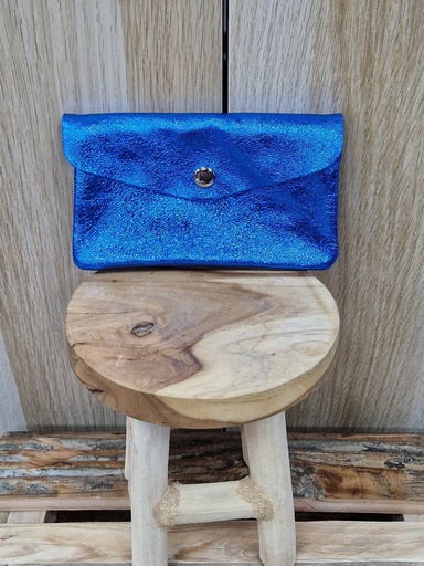 Grande pochette brillante bleu roi