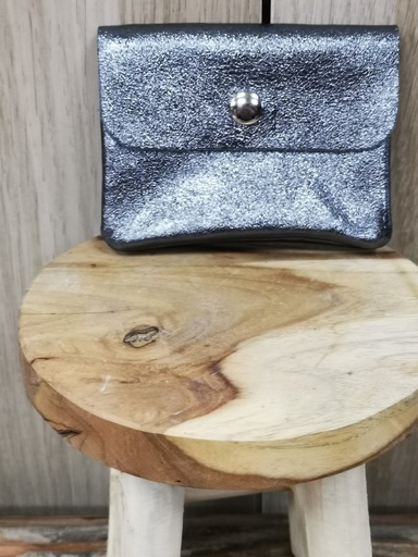 Petite pochette brillante gris foncé