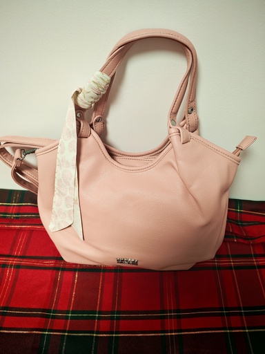 Sac "Grâce" avec foulard rose pâle