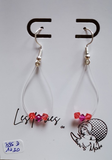 Boucles d'oreilles argentées fils Toupies 4mm PureCrystal tons Flamingo (Fééries)
