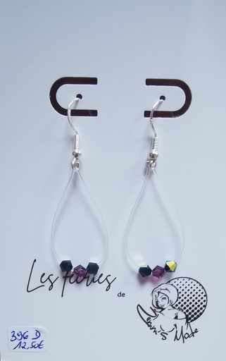 Boucles d'oreilles argentées fils Toupies 4mm PureCrystal tons Tendance (Fééries)