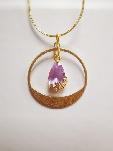Collier doré Demi-Cercle griffé cabochon Mauve (Fééries)