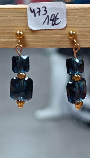 Boucles d'oreilles boules dorées perles carrées PureCrystal Montana (Fééries)