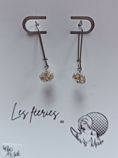 Dormeuses argentées 25mm Fleurs PureCrystal (Fééries)