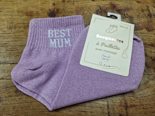 Chaussettes "Best Mum" 36/42 mauve