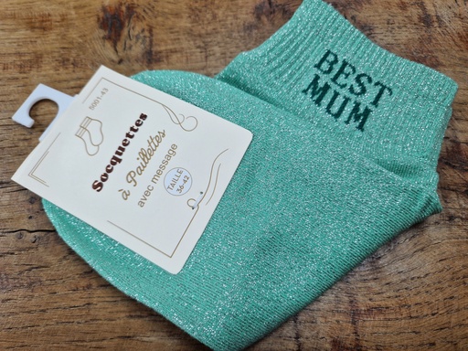 Chaussettes "Best Mum" 36/42 verte