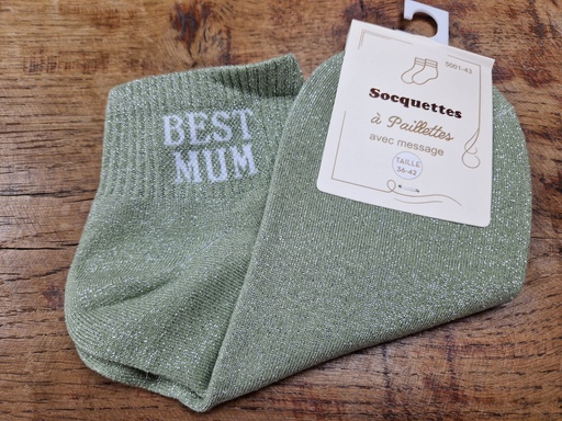 Chaussettes "Best Mum" 36/42 kaki