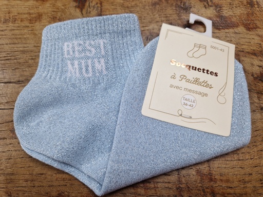 Chaussettes "Best Mum" 36/42 bleu ciel