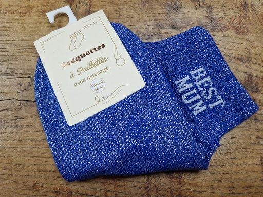 Chaussettes "Best Mum" 36/42 bleu roi