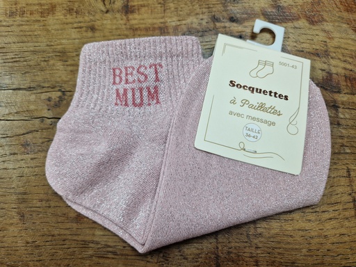 Chaussettes "Best Mum" 36/42 rose pâle