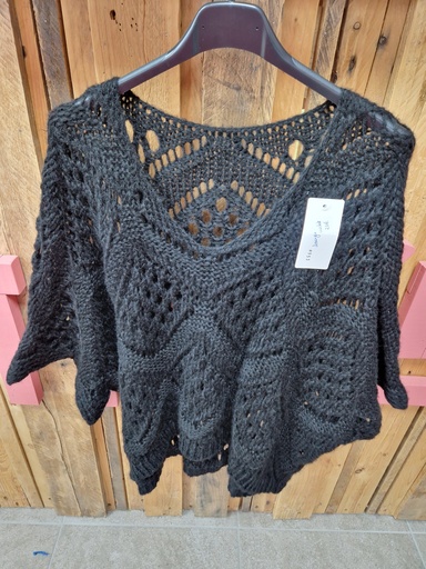 Pull "Losange" Crochet noir