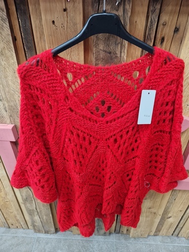 Pull "Losange" Crochet rouge