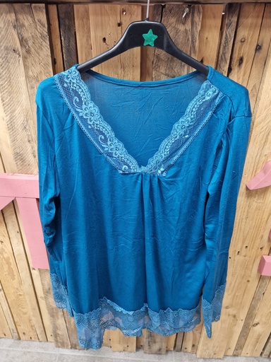 Top dentelle "Grenade" bleu pétrole PT