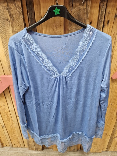 Top dentelle "Grenade" jeans demin moyen PT