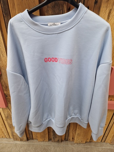 Pull sweat Good Vibes bleu ciel PT