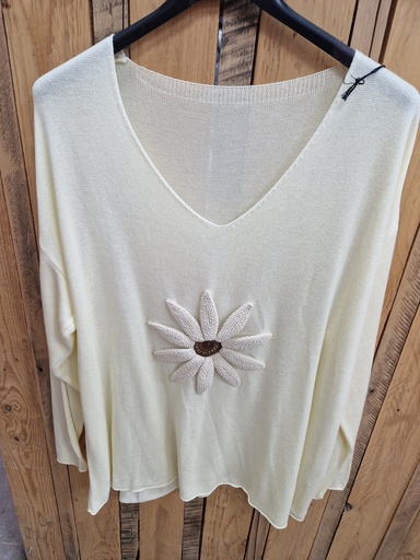 Pull fin "Marguerite" Jaune pastel