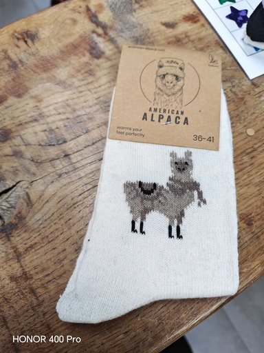 Chaussettes motif Alpaga 36/41 Beige