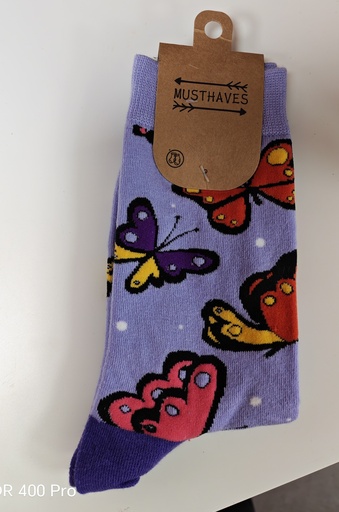 Chaussettes funny Papillon lilas/multicolore