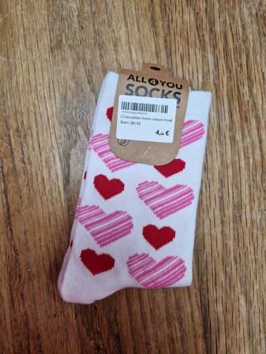 Chaussettes funny coeurs fond blanc 38/45