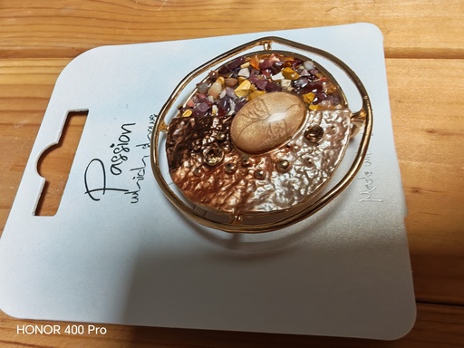 Broche aimantée rond tons brun