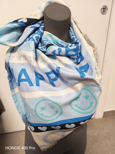 Echarpe beautiful smiley bleu-beige