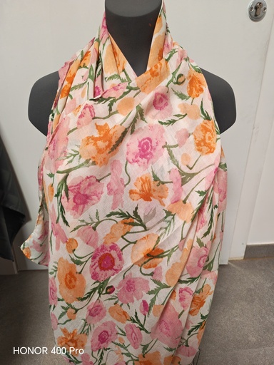 Foulard flower tons rose-orange