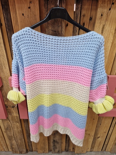Pull "Maxine" quadricolore Bleu ciel