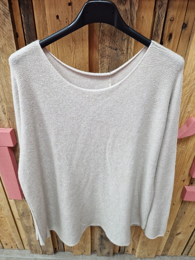 Pull "Indila" col rond Beige