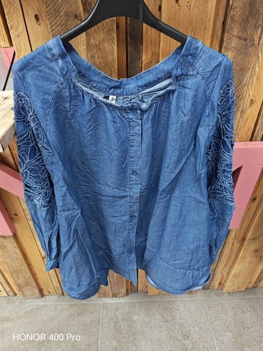 Chemise "Lucas" Jeans-Broderie Bleu Moyen