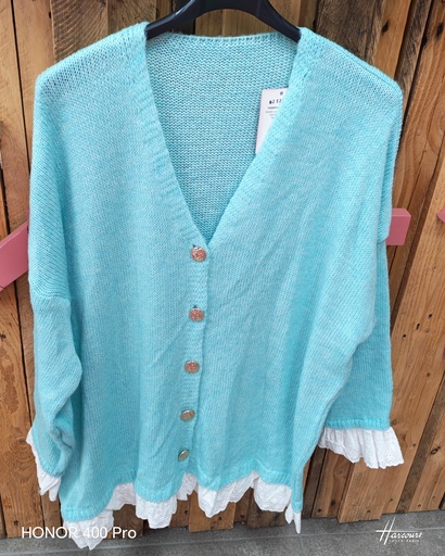 Gilet "Antoon" dentelle Vert eau